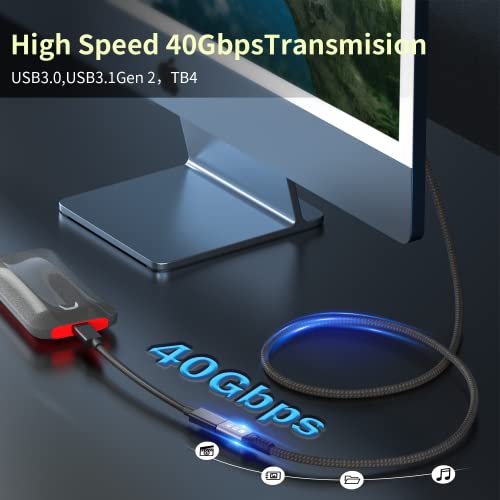 Angusplay USB C Thunderbolt 4 Extension Cable, 40Gbps Transfer / 8K Display / 100W Charging Compatible with Thunderbolt 4/3, USB4/3, Type C, for Mac MacBook Pro, External SSD eGPU Extender m/f 2.6 ft