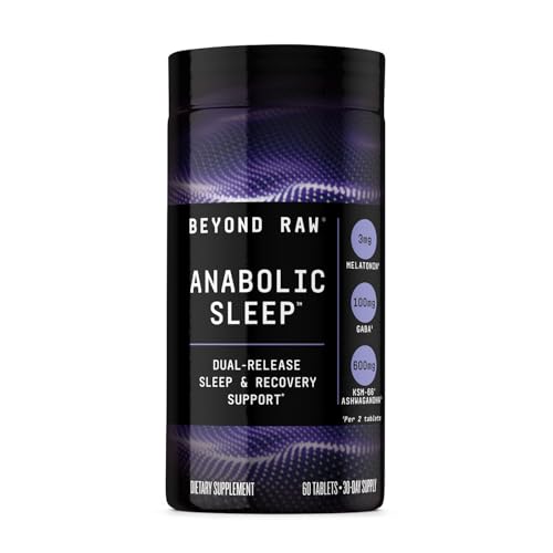 BEYOND RAW Anabolic Sleep, Duel-Release Stress, Sleep, & Recovery Support, 60 Count