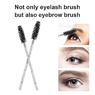 CHEFBEE 100PCS Disposable Eyelash Brush, Mascara Wands Makeup Brushes Applicators Kits for Eyelash Extensions and Eyebrow with Container (Black)