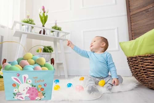 Image of Sanjiaofeng Rectangular3Pack Easter baskets , Kids Easter Storage Bins Organizer.Boys and Girls,Easter Bunny Eggs Decor,Toys,Books,Easter Gifts . (3Pack Easter)