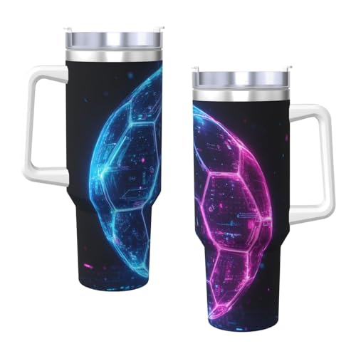 Botella de agua reutilizable Neon Tech de 40oz: termo de fútbol con tapa 4