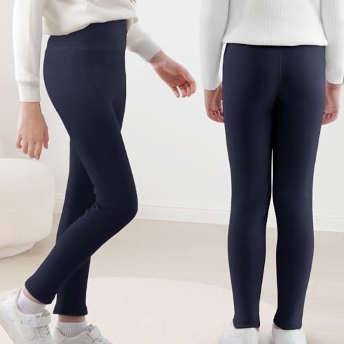 Girls Fleece Lined Leggings High Waist Thick Kids Warm Pants Full Length Cotton Leggings for Toddler 5-11 Years2