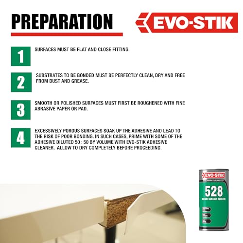EVO-STIK 528 Instant Contact Adhesive 1ltr - Multi-Purpose Adhesive - High Shear Strength - Good Temperature Resistance