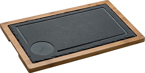 noTrash2003 Bandeja grande de bambú para servir (40 x 25 cm) con bandeja de pizarra