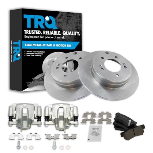 Image of TRQ Rear Brake Pad and Rotor Set Semi Metallic Solid Rotors Calipers | For 2006 Hyundai Sonata