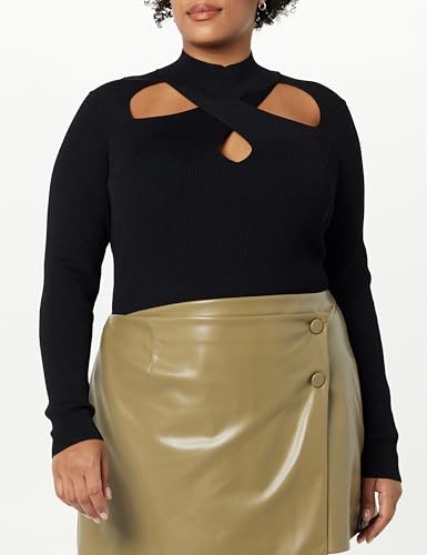 Image of The Drop Women's Cecilia Mock Neck Cutout Sweater