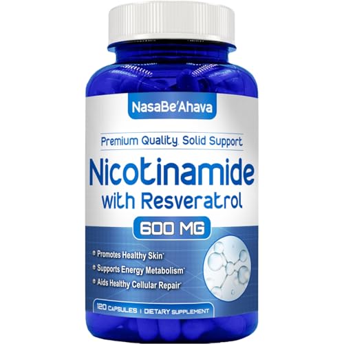 Resveratrol with Vitamin B3 Nicotinamide 500mg | NAD+ Precursor and Longevity Complex with...
