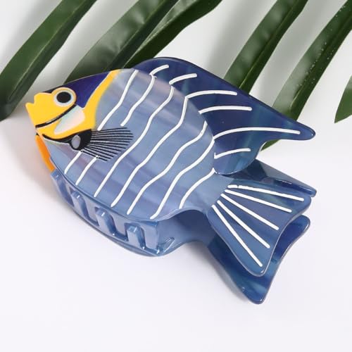 Personfun H922 Blue Striped Fish Hair Claw Personalized Ocean Animal Acetate Hair Claw Clip thumb #4