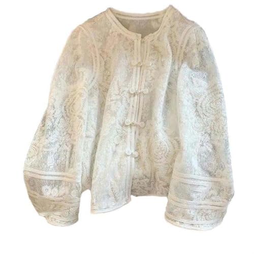 Chemise chinoise modifiée en dentelle chic et boucle rétro raffinée
