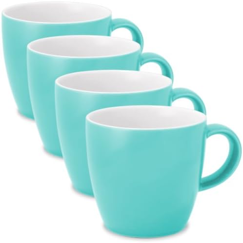 FORLIFE Tazza Da Tè Con Manico In Ceramica, Set Da 4, 10 Oz, Colore Black Graphite, Microonde E Lavastoviglie - 4