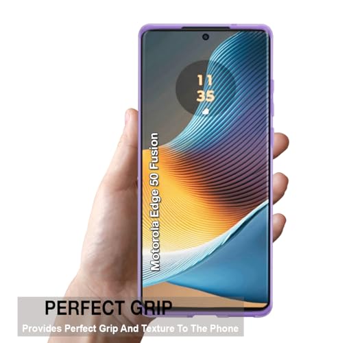 Image of Motorola Moto Edge 50 Fusion 5G / G96 5G Back Cover | Anti-Slip Grip Case | Thin Slim Super Clear | Shockproof Bumper TPU Case for Women Girls (Clear /Purple)