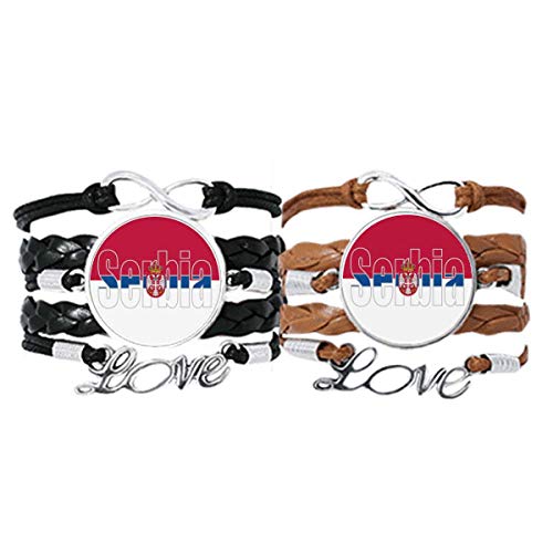 Pulsera de Serbia de cuero trenzado pulsera parejas bandera