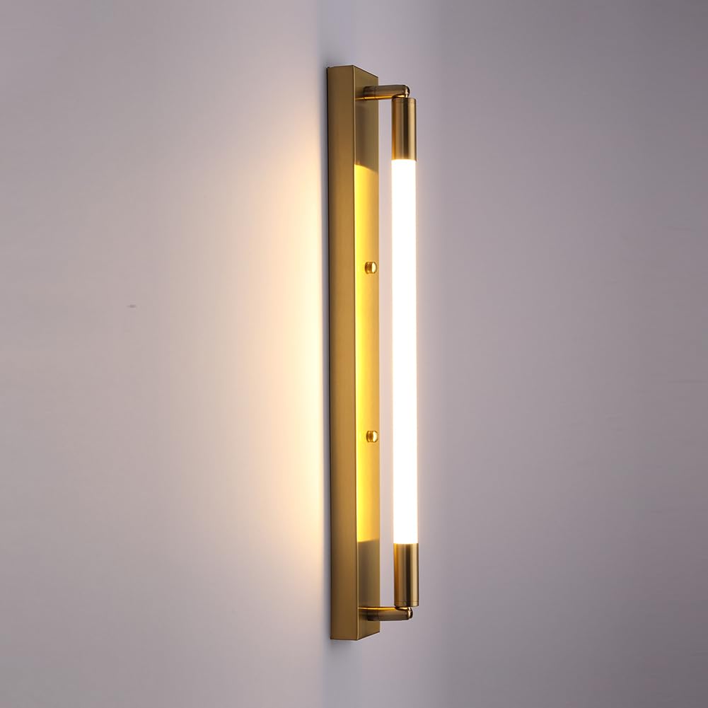 HUAYUSEDF 9W Modern Wall Light Living Room Minimalist Design Bedroom Bedside Sconce Lighting Fixtures Lamp Hallway Aisle Lights (Gold,White Light)(Gold,Neutral Light)