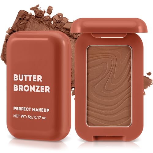Boobeen Soft Matte Bronzer, Paleta de Polvos de Contorno para el Rostro, Polvo Bronceador Polvo de Rubor Natural para Contornear, Construible de Larga Duración, Brillo Bronceado