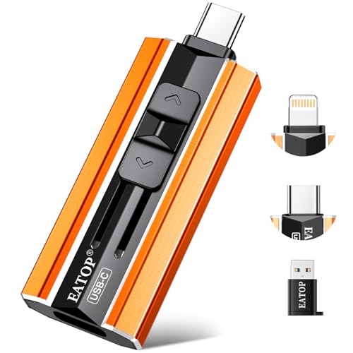 EATOP 512GB Dual Interface Flash Drive No App Required Portable USB Storage Memory Stick for iPhone iPad Android PC & Mac Easily Stores Photos Videos & Files (Orange)