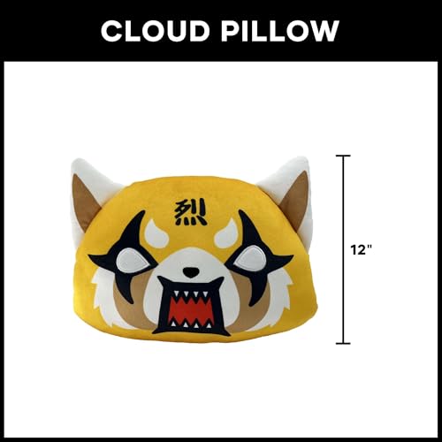 Image of Northwest Aggretsuko Rage Face Cloud Pillow 12 inch - Plush Cartoon Stuffed Toy for Kids & Adults, Cute Character Throw Pillow