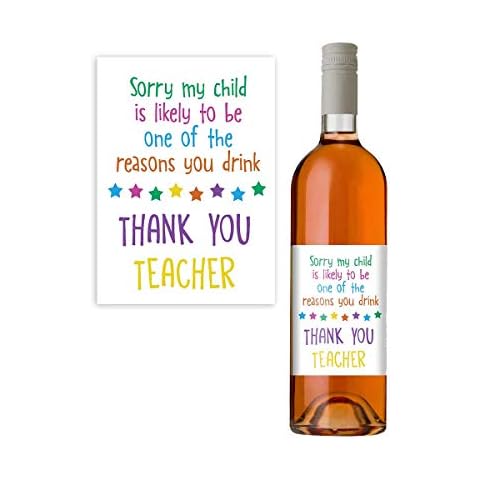 Funny Thank You Teacher Wine Bottle Label Cover