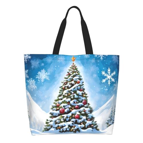 Women'S Large Capacity Christmas Trees Shoulder Shopping Bag,Tote Storage Bag,Simple And Fashionable Shoulder Bag For Travelling,Beach,Gym,Working.2