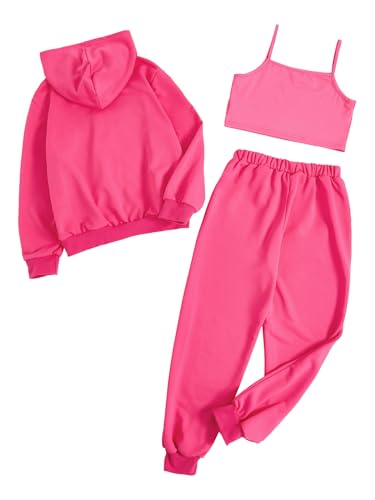 Floerns Girls Graphic Print Clothes Cami Top Sweatpants Set with Jacket Hoodie 3 Piece Outfit2