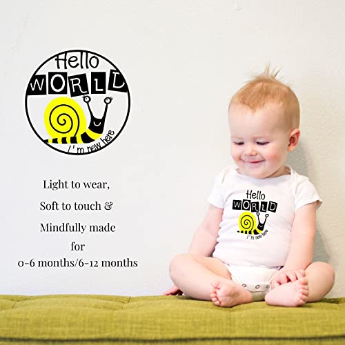 Image of Baby Onesie for Newborn to 12 Months,Soft Cotton Bodysuit with inchHello World inch Print - 220 GSM | Unisex | Comfortable & Breathable baby clothes