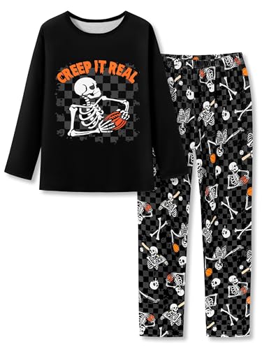 Topgal Boys 2-Piece Pajamas Gamer Ninja Motorcycle Balls-Themed Kids' Comfy Long Sleeve Pants Sleepwear PJS Size 6-18