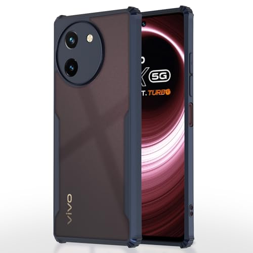 Image of Pikkme Vivo T3x 5G / Vivo Y200i 5G Back Cover | Crystal Clear Transparent Back | Ultra Hyrbid | Full Camera Protection | Raised Edge | Bumper Back Case (Blue)