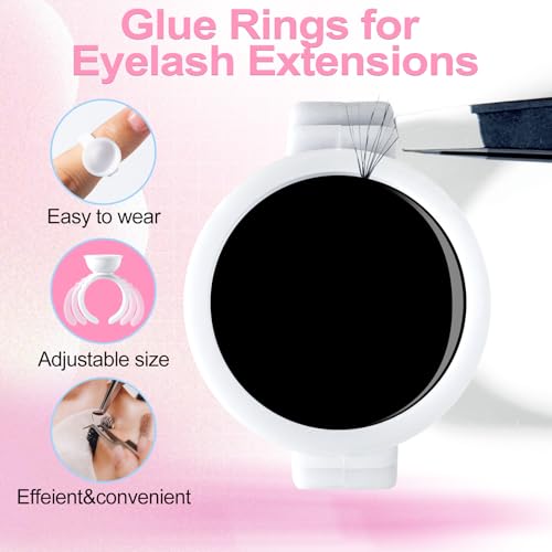NXJ INFILILA Glue Rings, 300PCS Glue Rings for Eyelash Extensions, Disposable Holder for Eyelash Extension Supplies, Makeup Plastic Nail Art Tattoo Adhesive Pigment Holders