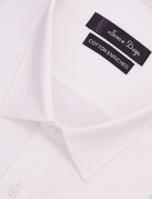 Image of 7-DAYS Men's Premium Formal Shirt - Cotton Rich, Regular Fit, Full Sleeve, Wrinkle-Resistant, with Pocket, Durable & Easy Care - Perfect for Office Wear & Under Suits
