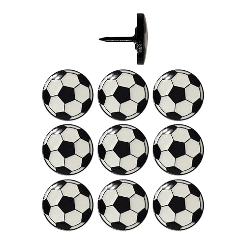 Image of Soccer Ball Push Pins, for Cork Board, Maps, or Lapel Pin Use, Designed in The USA, Soccer Ball Pins, Set of 10