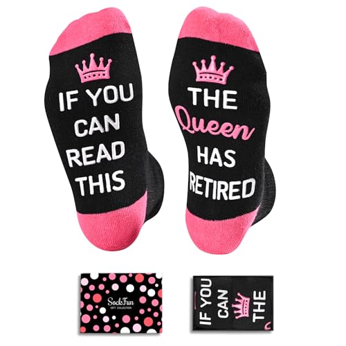 sockfun Retired Gifts For Women: Funny Retirement Socks, Queen Socks, Mother's Day Gifts
