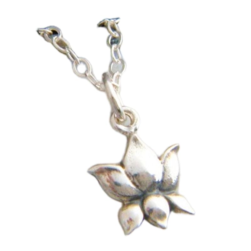 Colgante de flor de loto realista en plata de ley 925 joyería fina y delicada con cadena