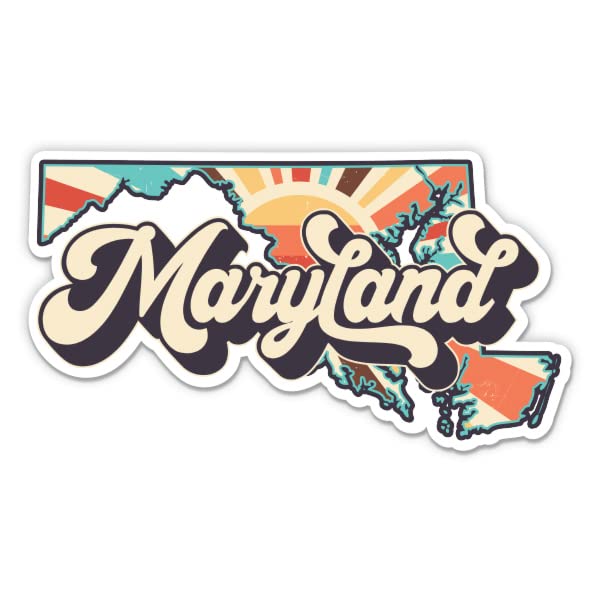 Maryland Retro Style State Vinyl Sticker - Car Phone - 3"