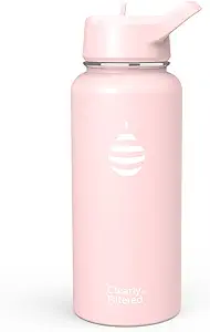 Clearly Filtered Water Bottle | Removes 220+ Contaminants, Double-Wall Insulated Stainless Steel, BPA/BPS Free, Phthalate Free, Filters Flouride Lead Chlorine (32oz, Blush)