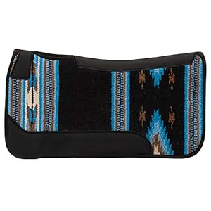 Weaver Equine 23″ x 24″ Contoured Single Weave Wool Blend Felt Pony Size Saddle Pad, Shock Absorbing Western Saddle Pad for Protection, âBlack/Blue