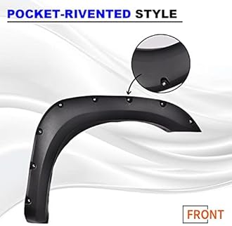 PIT66 Fender Flares, Compatible with 2004-2015 Nissan Titan Pocket Rivet Style Textured Black Wheel Cover Protector Mudguards 4Pcs Front+Rear Wheel