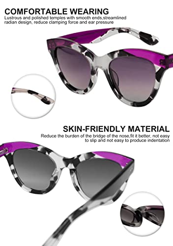 Image of Stylish Cat Eye Sunglasses for Women Polarized UV400 Protection Retro Butterfly Sun Glasses Square Design Shades Purple Tortoise Shell