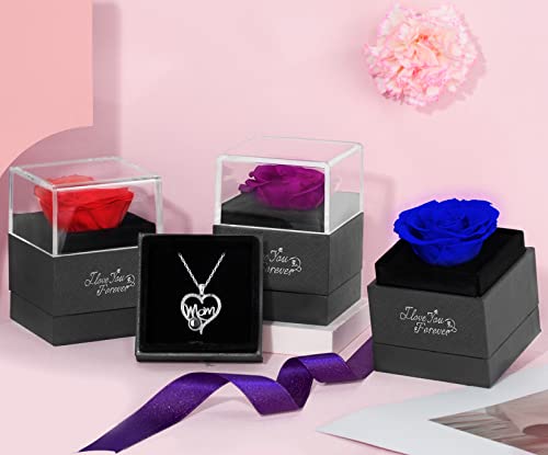 Wildlove Preserved Real Red Rose With I Love You Mom Necklace -Forever Flowers Rose Gifts For Mom Birthday Gifts From Daughter Or Son - Mothers Day Valentines Day Christmas Bonus Mom Gifts #TOP2