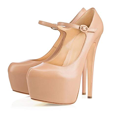 Mettesally Women's Round Toe Platform Pumps Stiletto Heel Mary Jane Pumps Party Dress Shoes2