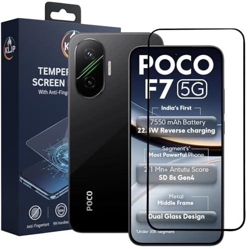 Image of Military-Grade Gorilla Tempered Glass For POCO F7 With Installation Kit | Edge to Edge Coverage | Black
