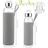 Borosilicate Glass Water Bottle, Sports Glass Drinking Bottle with Neoprene Sleeve and Stainless Steel Lid 16oz / 32oz (16oz, Blooming Branches)