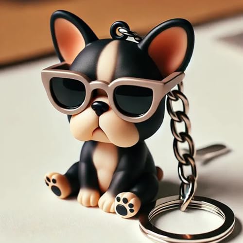Attitude Französische Bulldogge Schlüsselanhänger, Französische Bulldogge Ornament Welpe Acryl Schlüsselanhänger Stilvolles und auffälliges Design, handgefertigte lustige Dekoration, 7,5 cm, für
