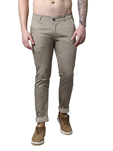 Image of Majestic Man Slim Fit Casual Trousers for Men (36, Beige)