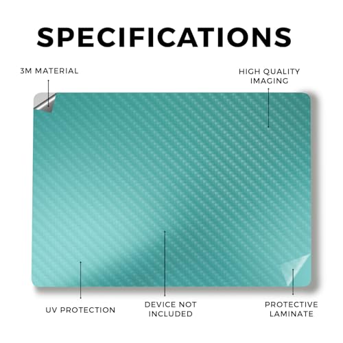 Image of Carbon Fiber Laptop Skin Compatible with Surface Laptop 7 15 inch (2024) - Solid Turquoise - Premium 3M Vinyl Protective Wrap Decal Cover - Easy to Apply | Crafted in The USA by MightySkins