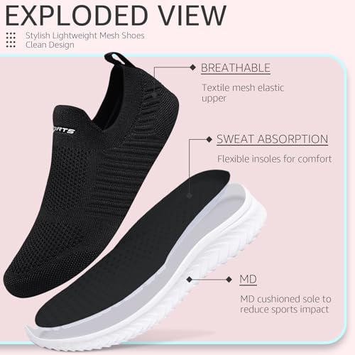 Littleplum Damen Sneaker Atmungsaktiv Turnschuhe Leicht Laufschuhe Sportschuhe Damen Schuhe,Schwarz Weiß,38 EU
