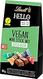Lindt Schokolade HELLO Vegan Mini Stick Mix | 114 g | mit Kakao und mildem Mandelmark in den Sorten: Salted Caramel, Cookie, Roasted Salty Almonds, Sweet´n´Salty Popcorn | Schokoladengeschenk