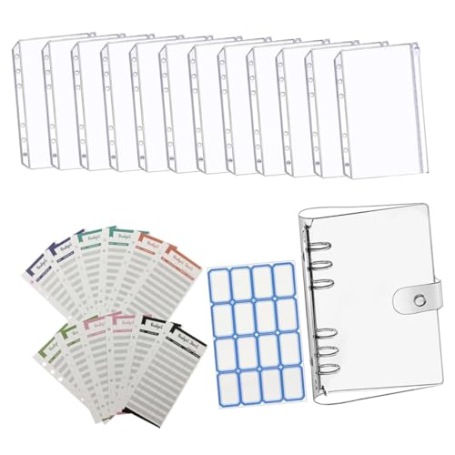 NUOLUX 透明活?? 予算バインダー ジッパー封筒付き 軽量ポケット式家計管理プランナー 旅行 オフィス用貯蓄記録ノート