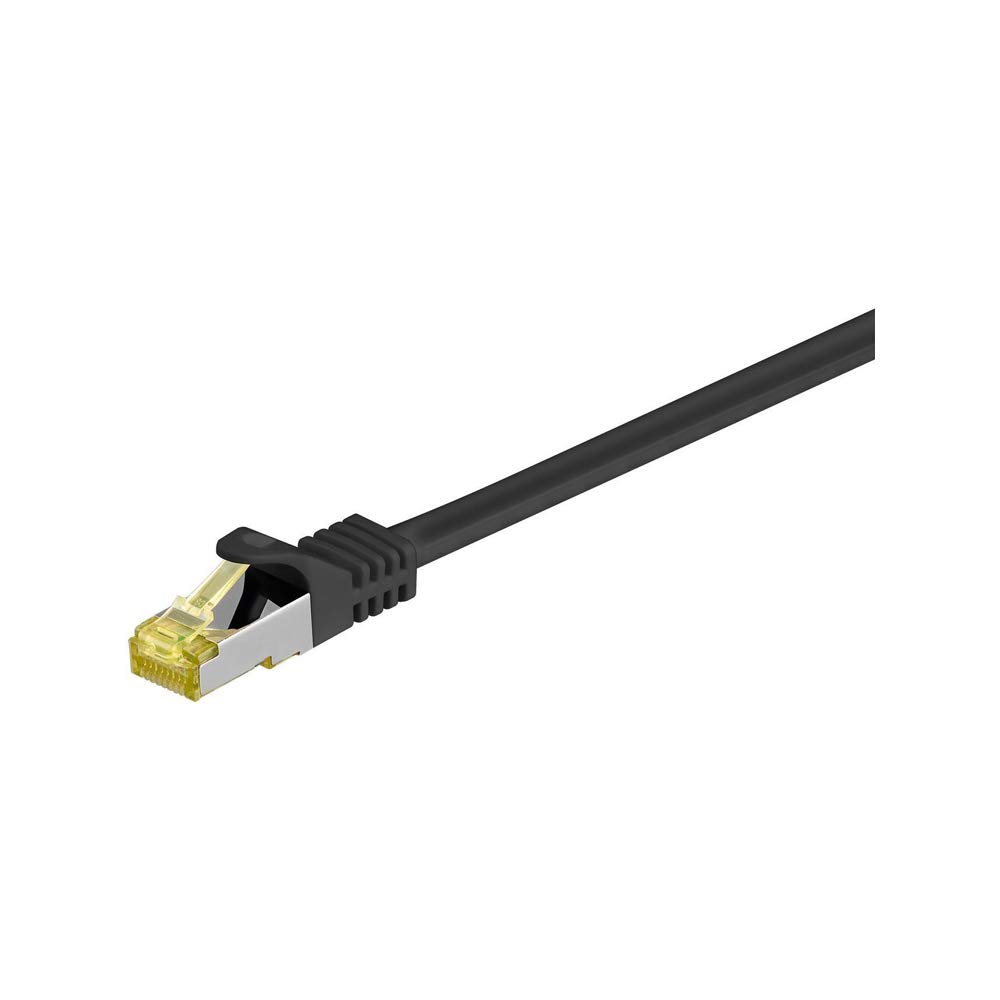 Патч-кабель Goobay 91635 RJ45 S/FTP (PiMF) с трубчатым кабелем CAT 7, черный.