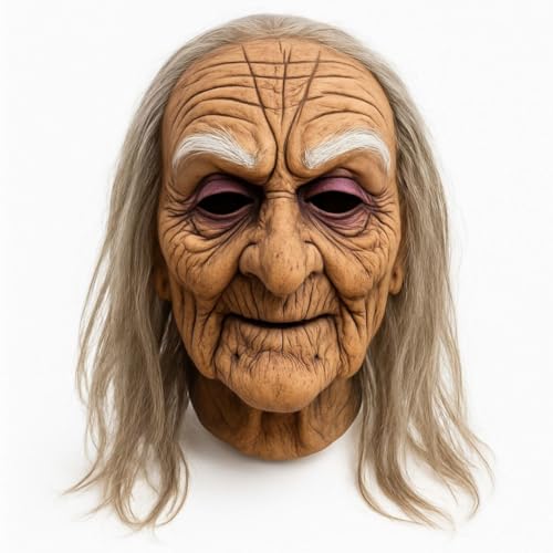 Image of Wanna Party Halloween Mask For Adults- Old Woman | Adults Realistic Halloween with Lifelike Features for Cosplay and Costume Parties