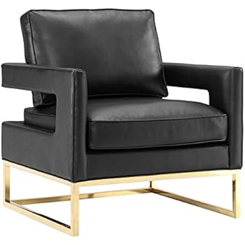 Amazon Com Tov Furniture The Avery Collection Modern Style Living Room Den Leather Upholstered Armchair With Gold Legs Black Furniture Decor