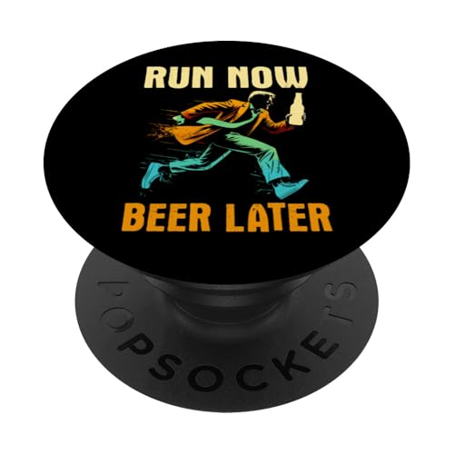 Run Now Beer Later - Lustige Schlammbahn Laufen Bier Trinken PopSockets Klebender PopGrip
